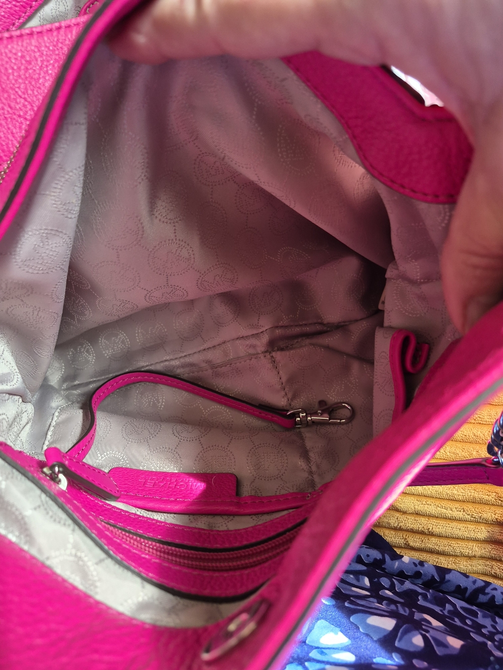 Michael Kors Hot Pink Pebbled Leather Shoulder Bag with Silver Chain-Link Straps - Picture 16 of 16